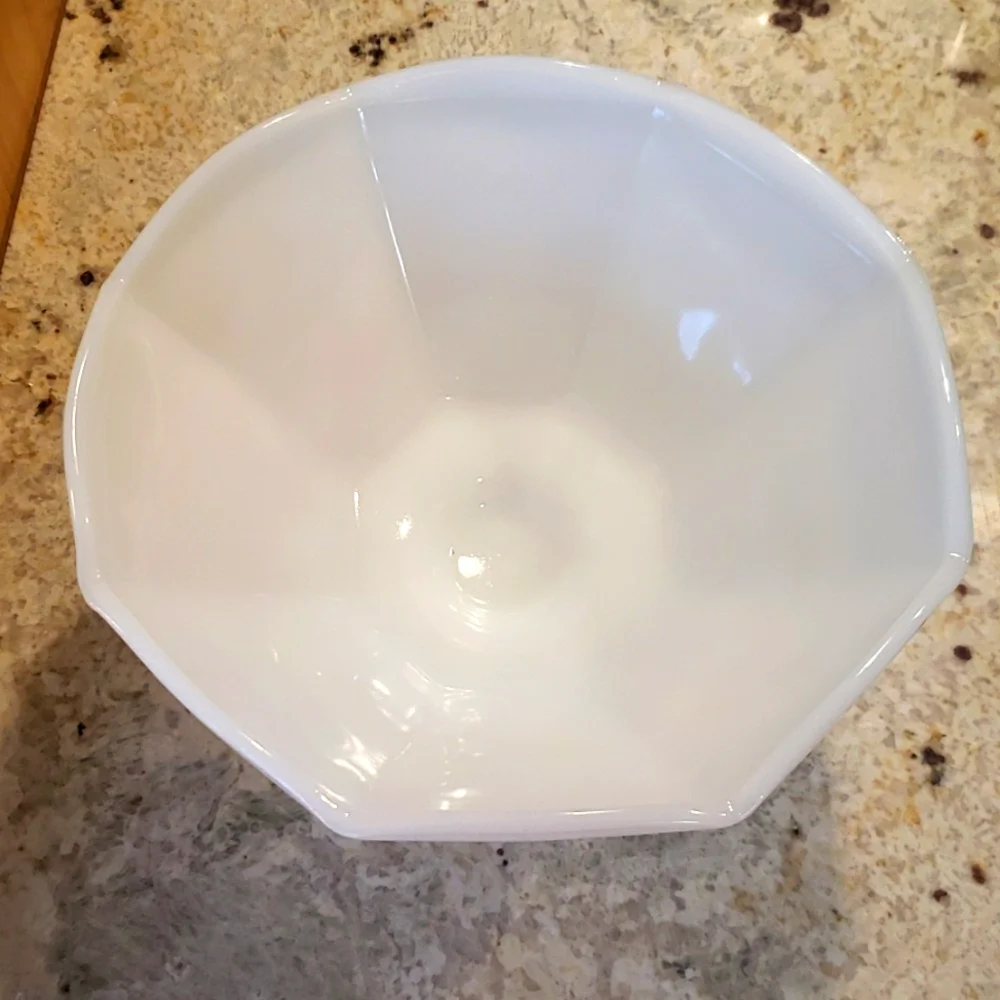 Antique Milk Glass Footed Pedestal Punch Bowl Harvest Grape Pattern - Picture 2 of 4